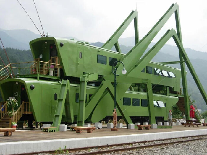 This Is The Grasshopper Cafe In South Korea Made Out Of Train Cars