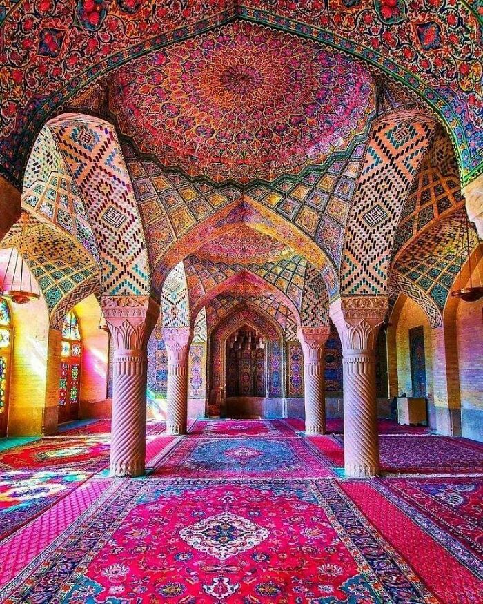 Nasir-Ol-Molk Mosque, Also Known As Pink Mosque, A Traditional Shiraz Mosque, Iran