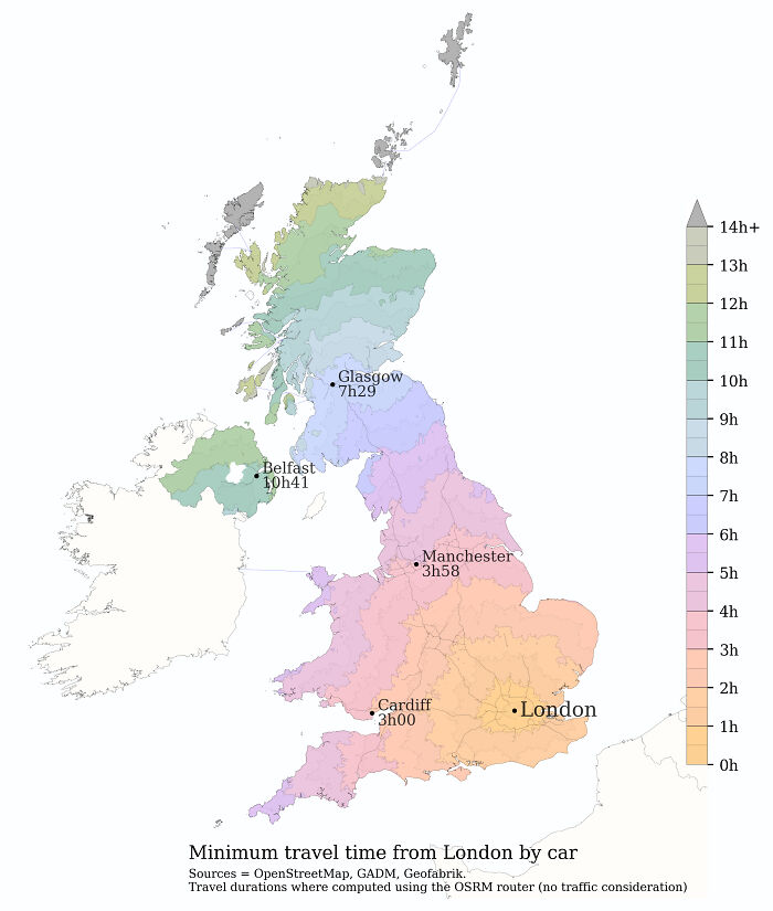 Minimum Travel Time From London By Car