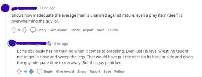 Comment In A Video About A Deer Attacking A Hunter. Dude Believes He Could Have Fought The Deer
