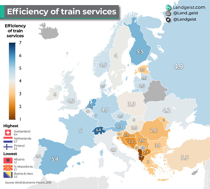 Interesting Map Showing The Quality Of Railroads In Europe