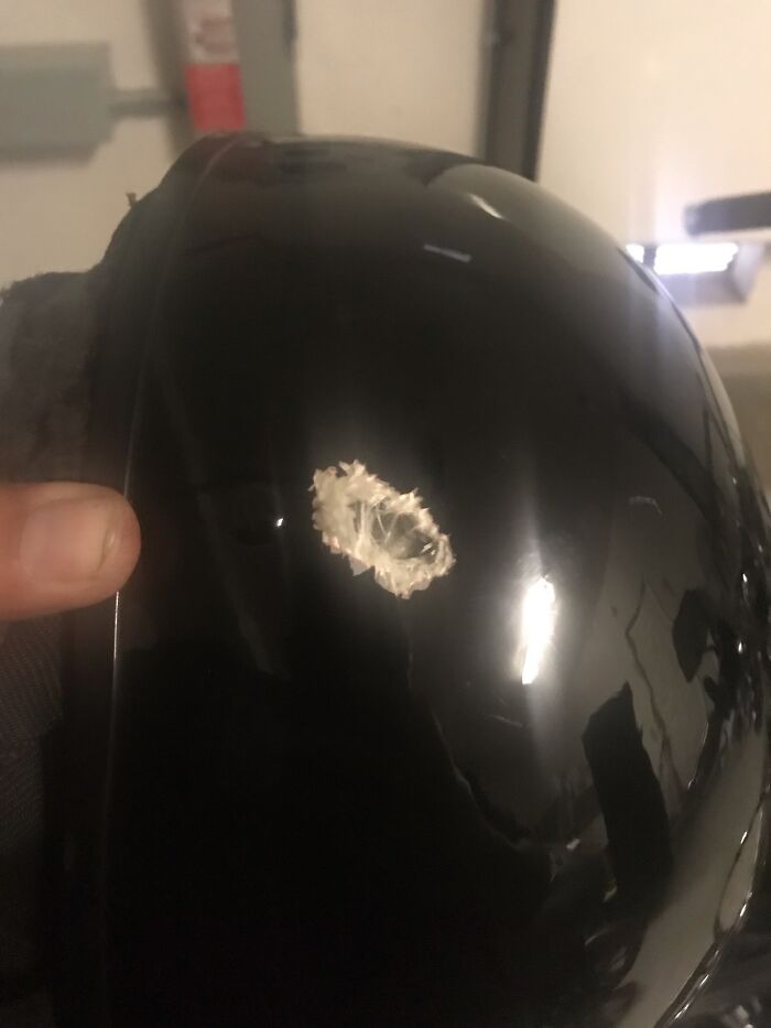 My Dad's Motorcycle Helmet Deflected A Bullet