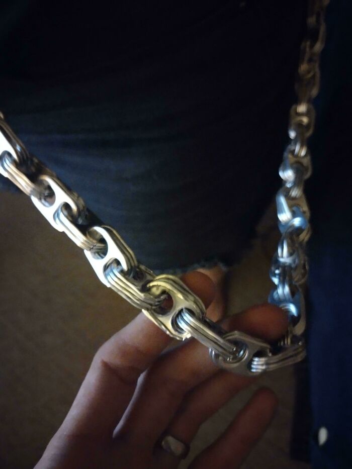 My Daughter Made A Wallet Chain Out Of Can Tabs!!! 