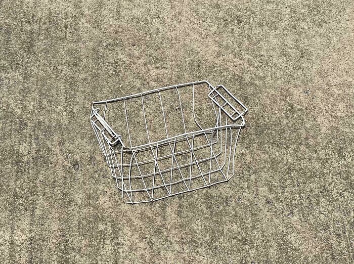 This Basket, Flattened By A Semi Truck, Now Looks Like A 3D Picture Of A Basket