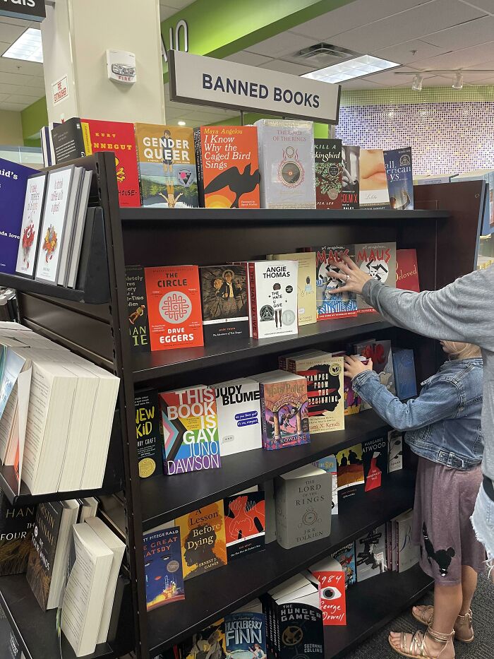 Banned Book Section At A Chain Bookstore