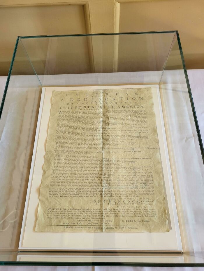 My Small Town Has One Of The Original Copies Of The Declaration Of Independence