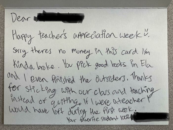 A Card I Received Today For Teacher Appreciation Week…