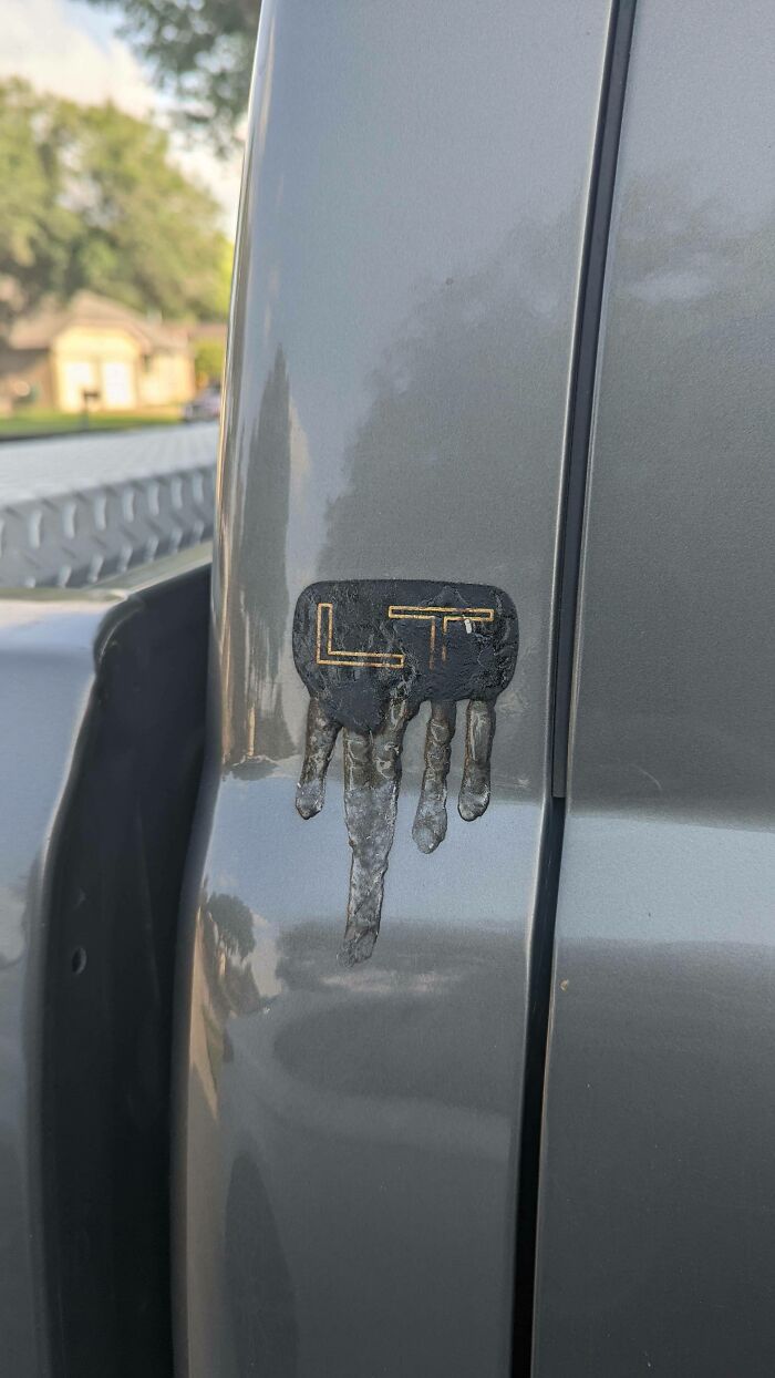 The Badges On My 22 Year Old Truck Are Melting In The Texas Sun