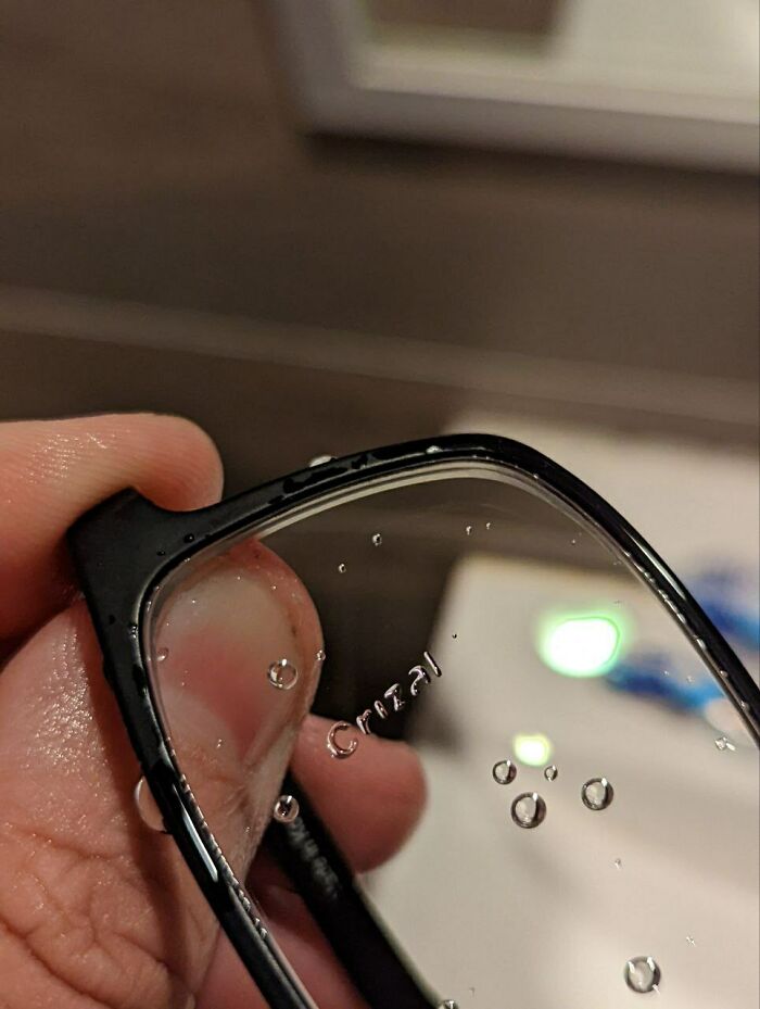 My Lenses Print The Word "Crizal" When It Comes Into Contact With Water