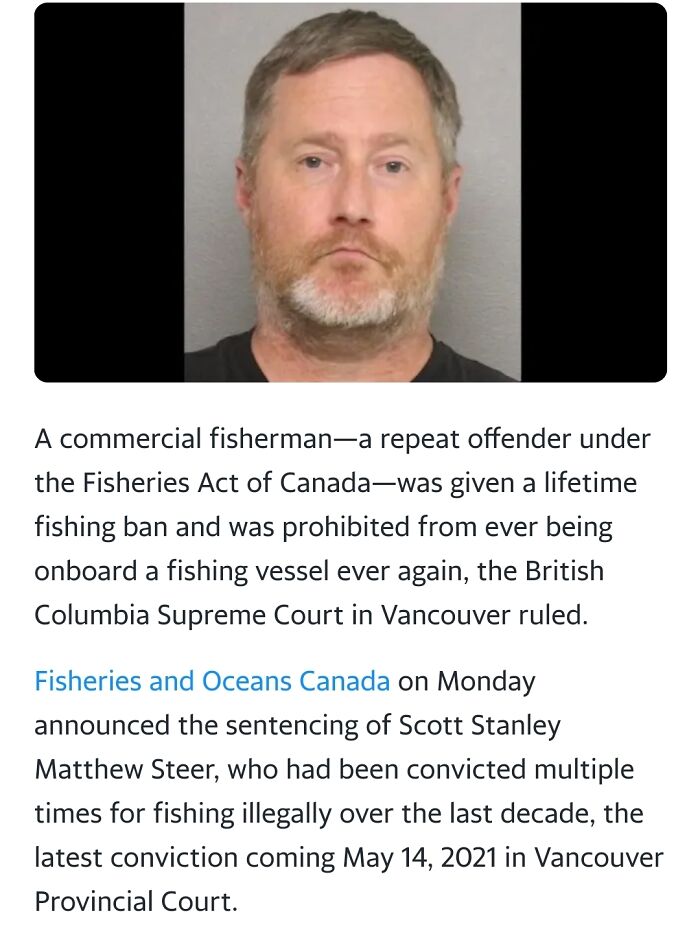 Commercial Fisherman Banned From Fishing, Buying Or Selling Fish(For 5 Years) Or Boats, And Even Being Aboard A Fishing Boat For Life