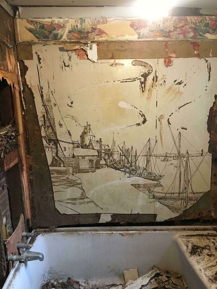 Beautiful Drawing Found Behind A Wall While Renovating Our Bathroom