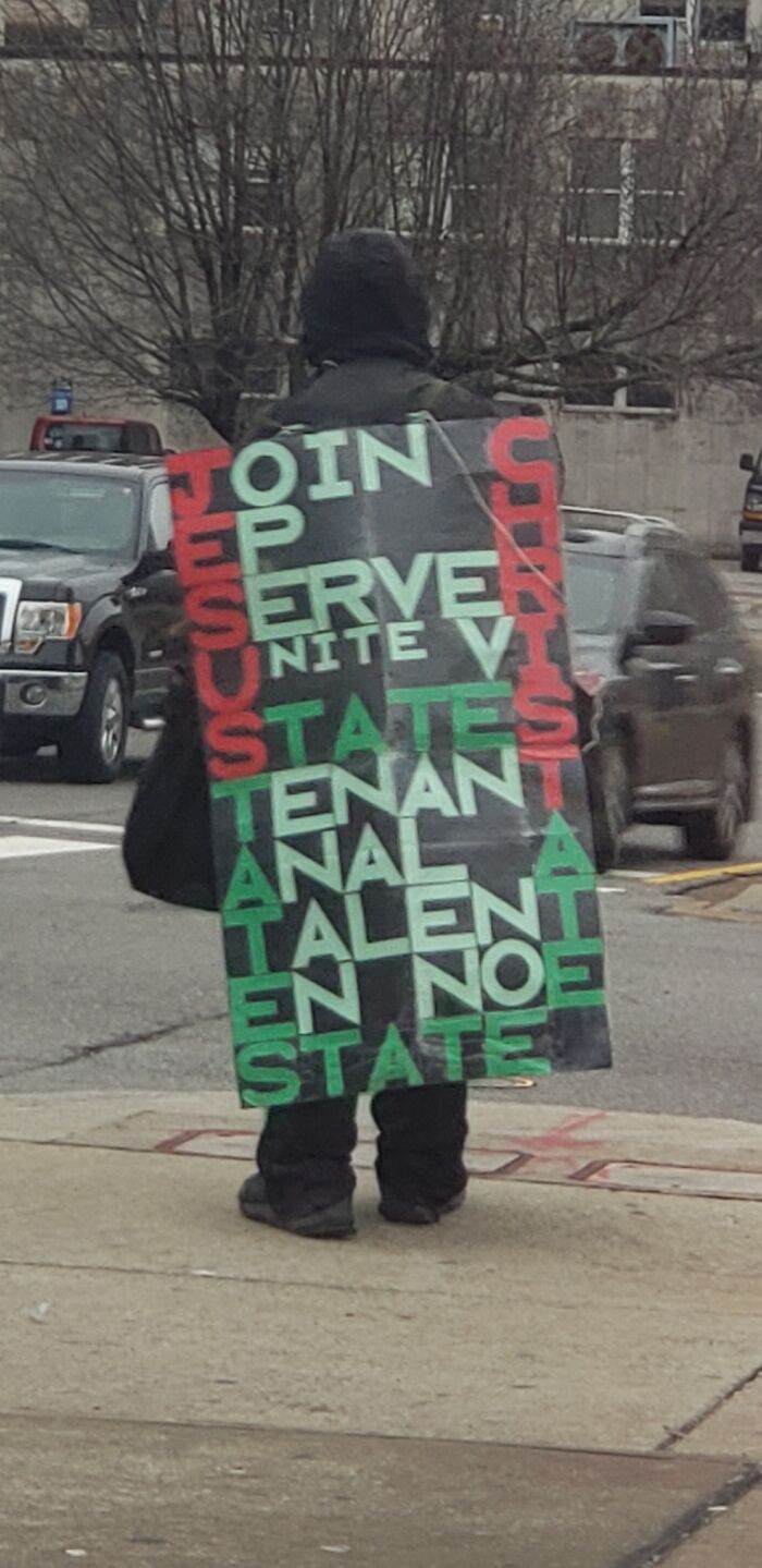 Ddoi: This Guy Is On This Corner Every Day & Has A Bunch Of Similar Signs