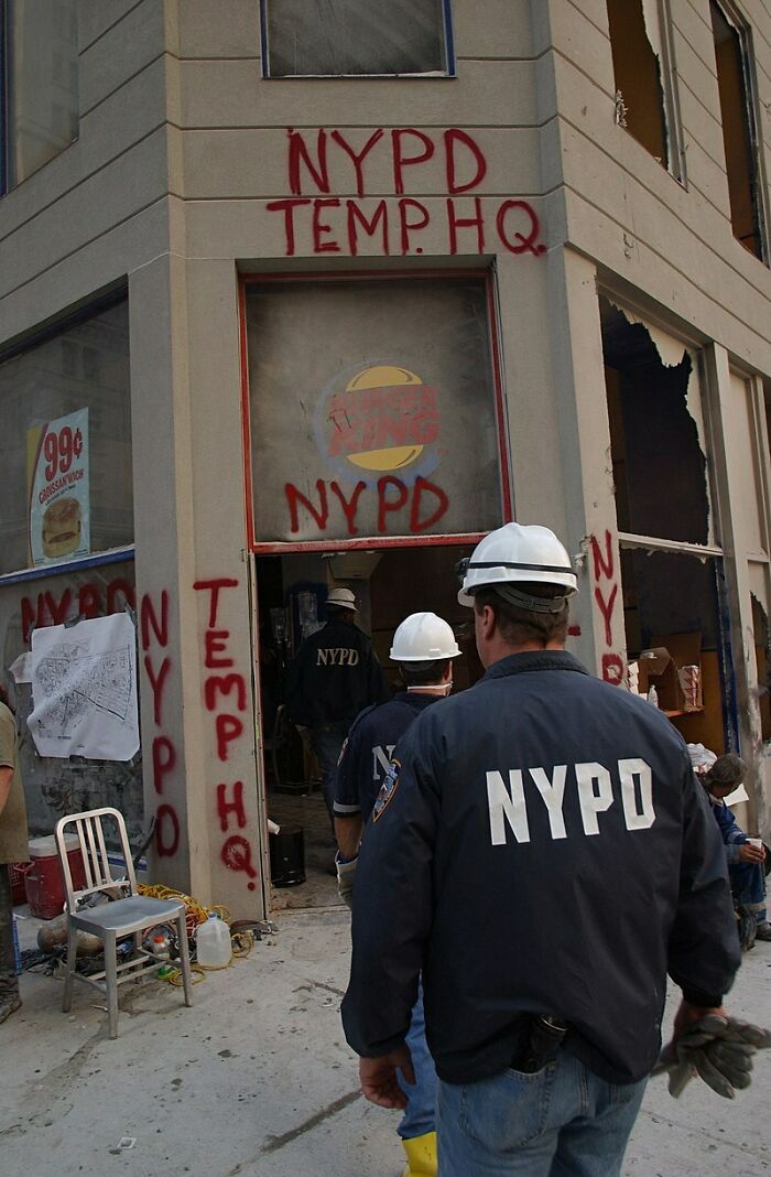 Temporary Nypd Headquarters At A Burger King Near The World Trade Center, September 11, 2001