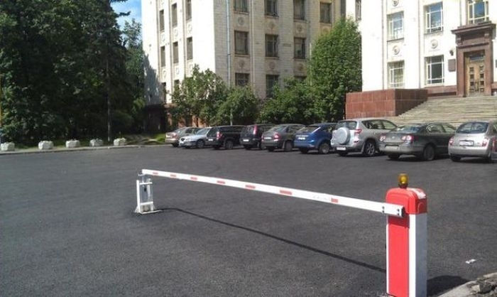 Security Gate In A Russian Parking Lot