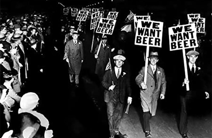 Labor Union Members In Newark, New Jersey March Against Prohibition, Carrying Signs That Read, "We Want Beer," October 31, 1931