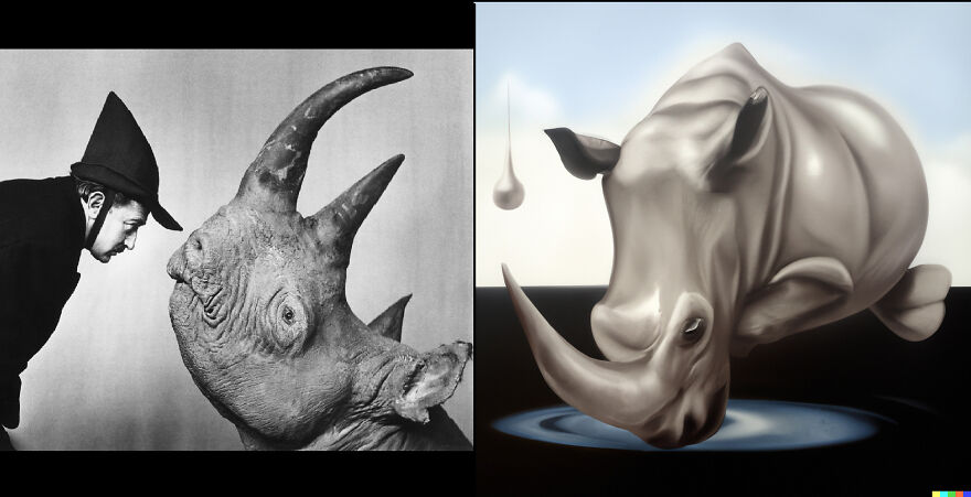 Salvador Dali Loves Rhino, Sadly Rhino Is Critically Endangered, So Here's Rhino In Dali Style By Dalle2