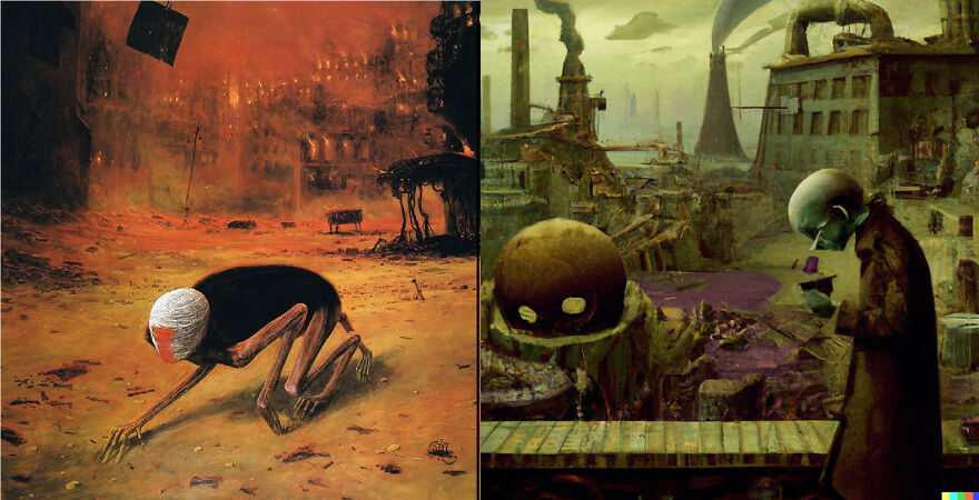 Charlie And The Chocolate Factory In Style Of Zdzisław Beksiński, (He Died In 2005 And The Film Is Also Released In 2005)