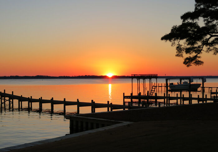 Sunset Behind Vacation House Friends & I Rented In Bath, Nc, USA