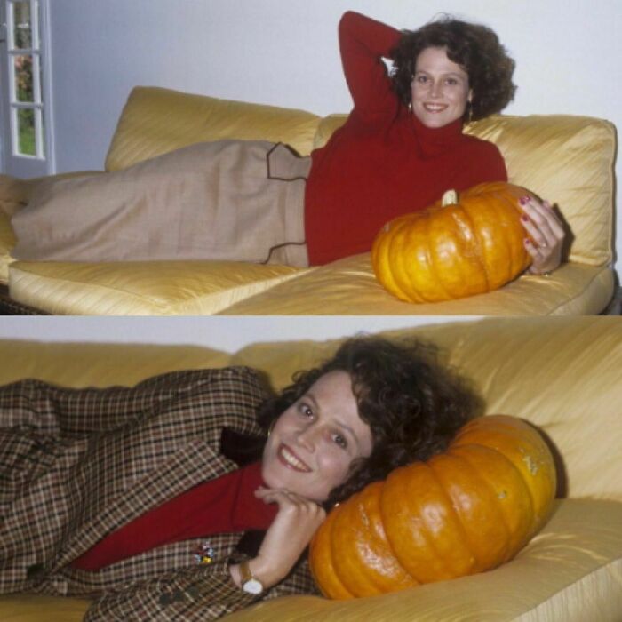 Sigourney Weaver Posing With A Pumpkin, 1980s