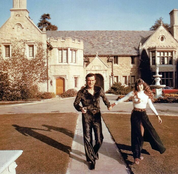 Hugh Hefner & Barbi Benton At The Playboy Mansion In Holmby Hills, 1970