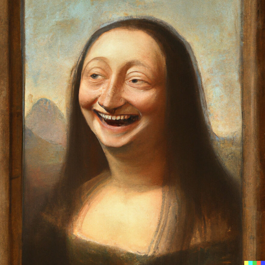 Mona Lisa Laughing Hysterically (She's Holding Her Laughter For A Long Time Now...finally A Relief)