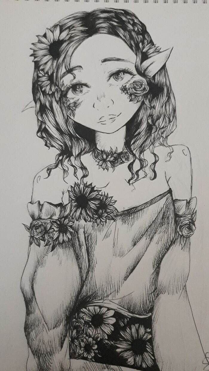 It's An Ink Drawing, I'm Into Flowers These Days Ig; Came Out Kinda Sloppy