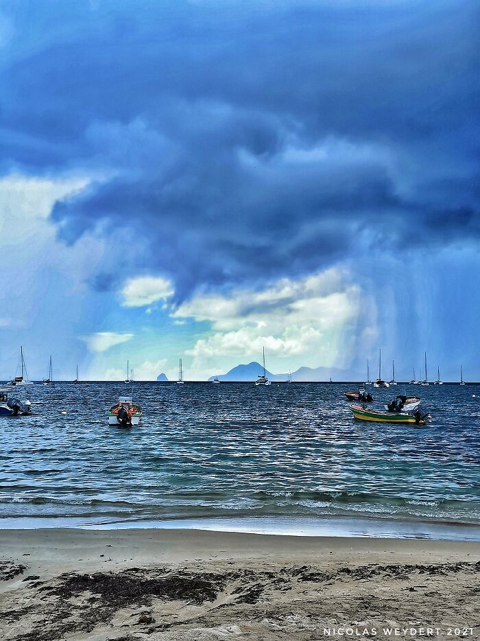Le Diamant Island, As Seen From Sainte-Anne, Martinique, Fwi