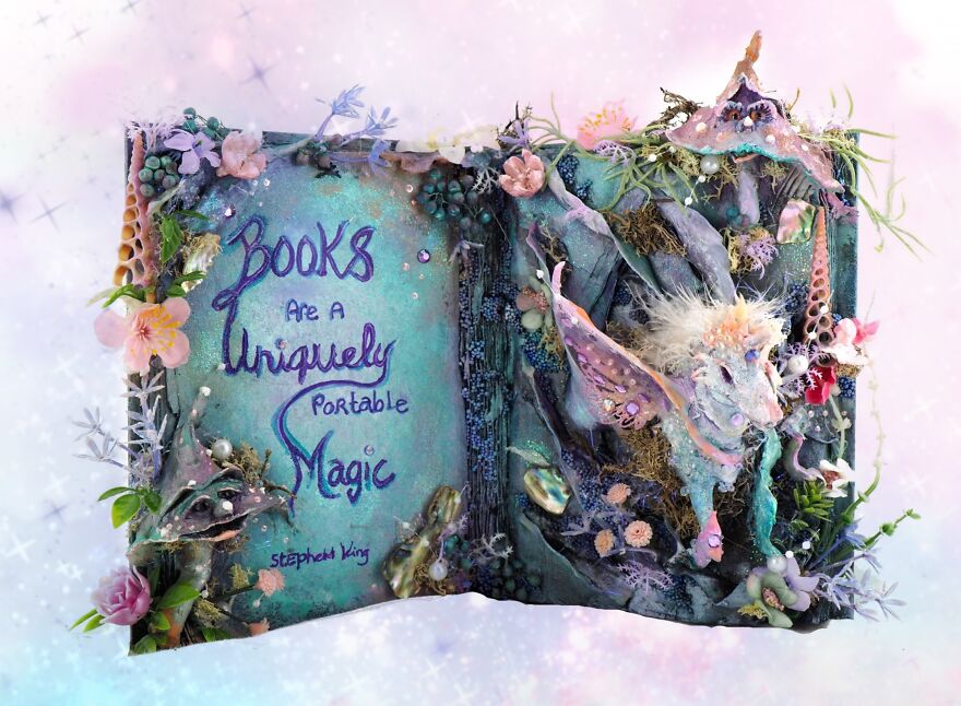 Another Old Book (It Missing Lots Of Pages) But This Time I Wanted Unicorn Colours. Now It Sparkles So Much You Can See It In Outer Space!