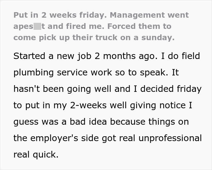 Bosses Mishandle Employee’s Notice, He Gets Pro Revenge By Forcing Them To Collect The Company’s Truck Before It’s Towed Away