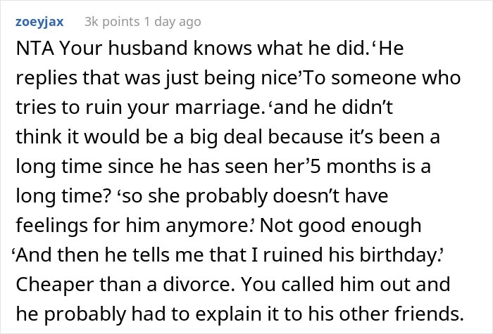 Wife Offers Her Seat To Husband's Female Friend Who Previously Confessed She Had Feelings For Him And Goes Home, Husband Is Mad She Ruined His 30th Birthday
