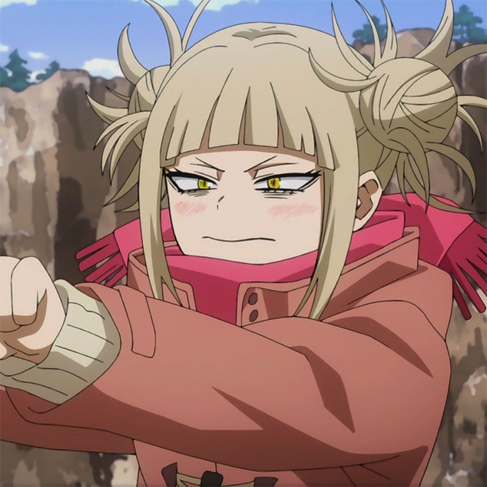 Himiko Toga wearing brown clothes and blush