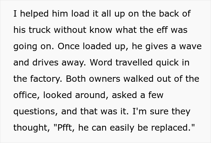 Company Thinks They Can Easily Replace This Worker When He Quits After Being Denied A Raise, Have A "Dark Epiphany" When Everything Starts Falling Apart Company Thinks They Can Easily Replace This Worker When He Quits After Being Denied A Raise, Have A "Dark Epiphany" When Everything Starts Falling Apart