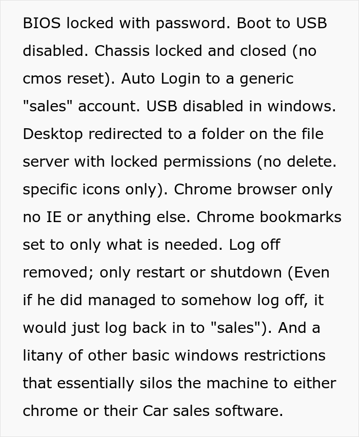 Management Brushes Off This Guy’s Concerns About A Certain Employee, So He Places Every Possible Restriction On His Computer Management Brushes Off This Guy’s Concerns About A Certain Employee, So He Places Every Possible Restriction On His Computer