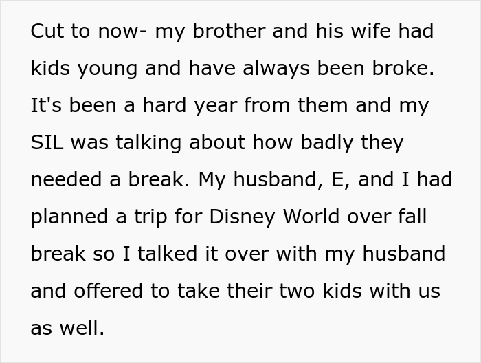 Kids' Mom Is Angry After Their Aunt Invites Everyone To Disney World Except Her And Husband
