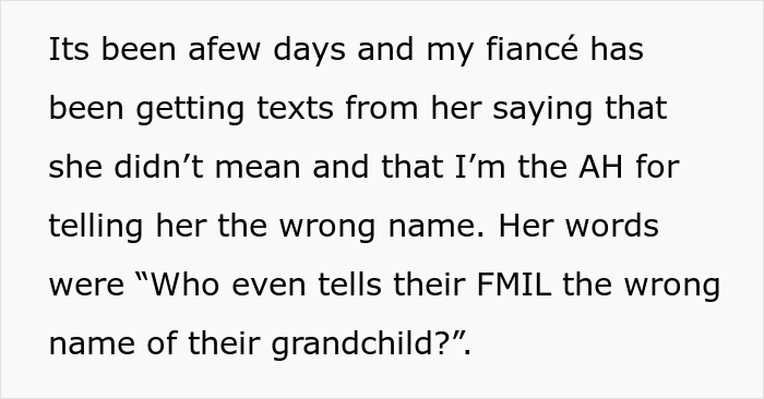 MIL demands to know her future granddaughter's name, the woman lies to her, almost certain she'll post it online, and it's not wrong.