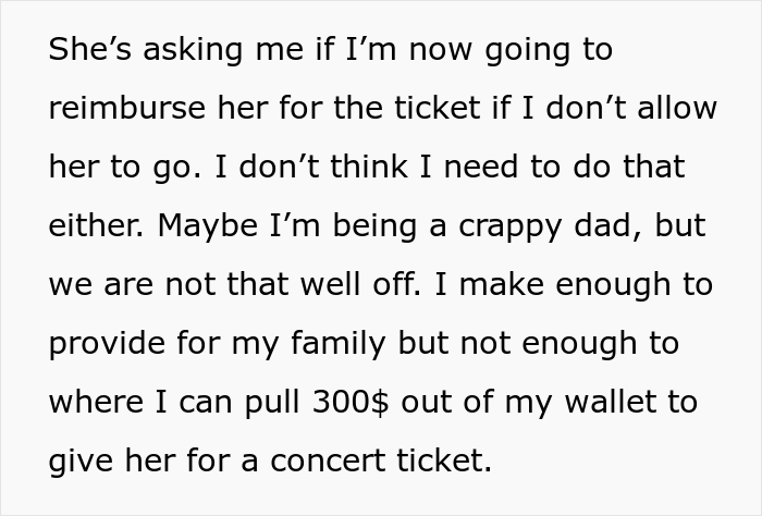 “AITA For Not Letting Daughter Go To Music Festival After I Accidentally Saw Her Texts?”