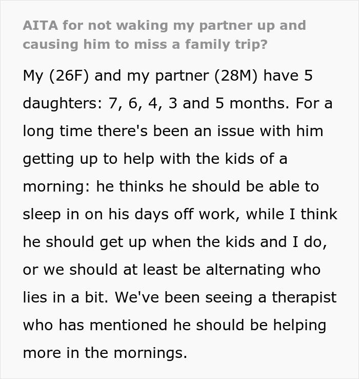 Man Gets Mad After Missing A Family Trip Because He Wasn’t Woken Up In Time, Hears The Harsh Truth About Failing To Help The Family Man Gets Mad After Missing A Family Trip Because He Wasn’t Woken Up In Time, Hears The Harsh Truth About Failing To Help The Family