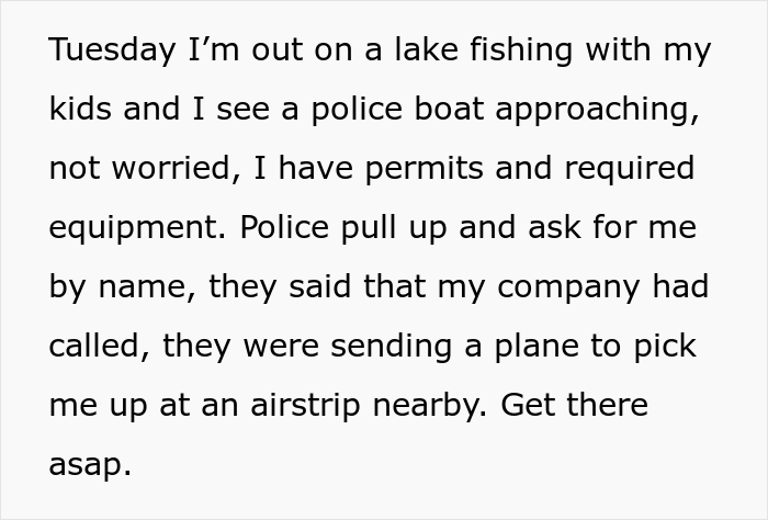 Guy Goes On Vacation And Can't Be Reached By Phone, So Boss Calls Police To Escort Him Back To Work