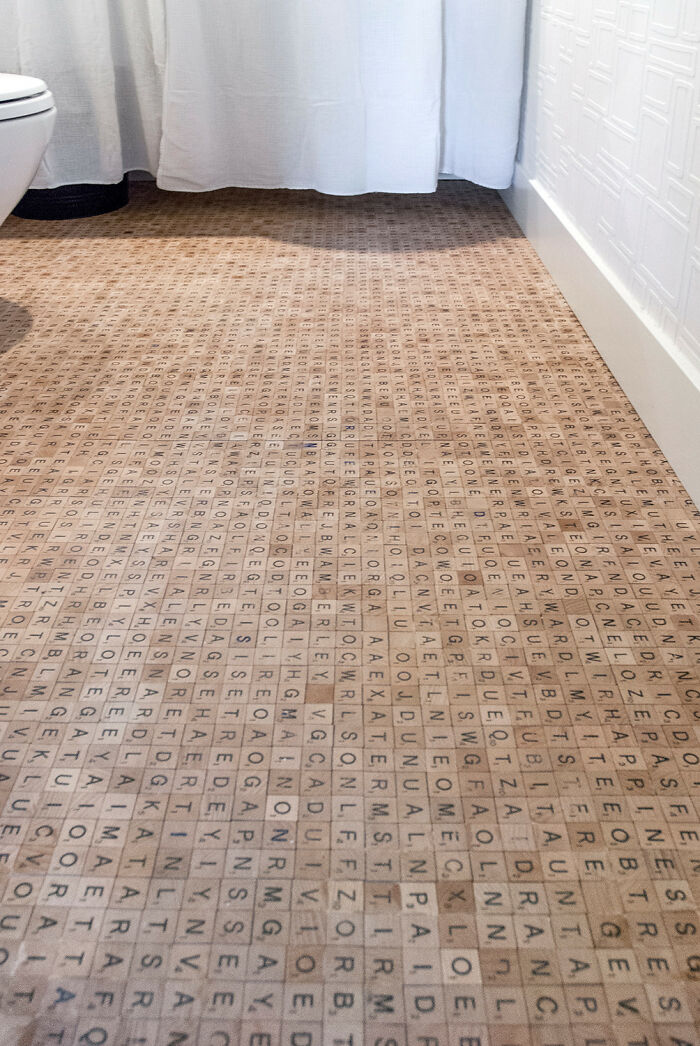 Whimsical Scrabble Flooring In The Bathroom Built By Cedric And Kathie Lo Of Vancouver, Canada