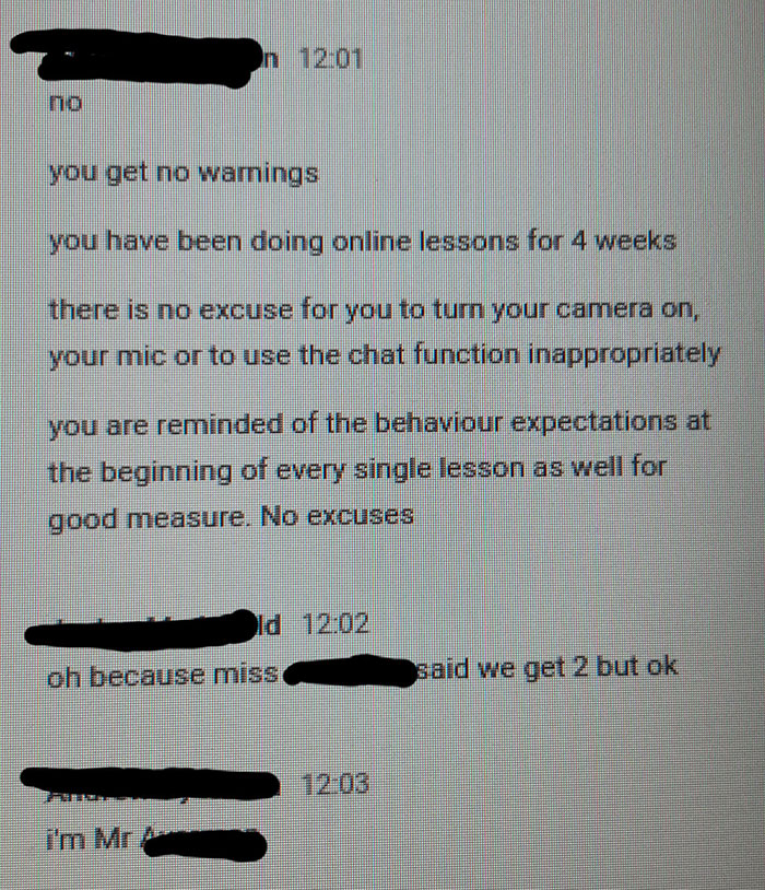 My Math Teachers Excuse For Kicking Someone From My Online Lesson Because They Accidentally Turned On Their Camera