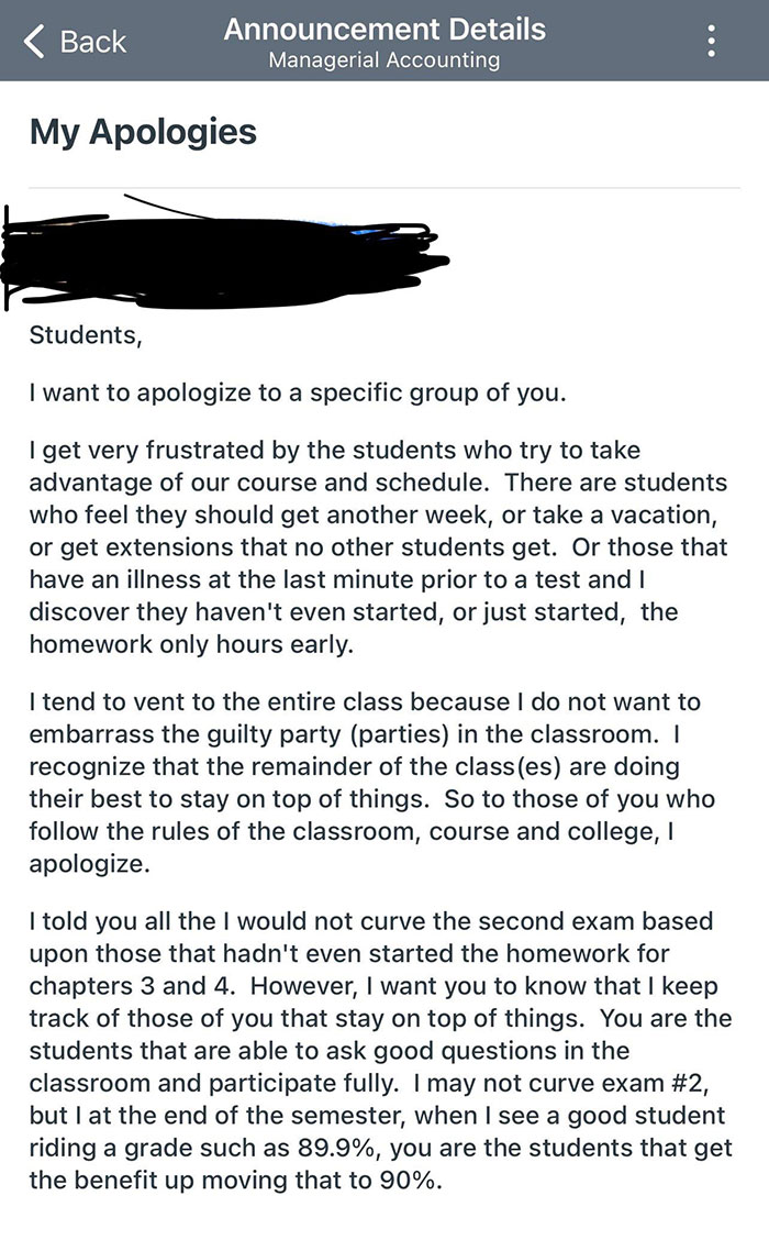 My Teacher Sent Out This “Apology” After Yelling At Me For Not Turning In The Chapter Assignment 24 Hours Before It Was Due