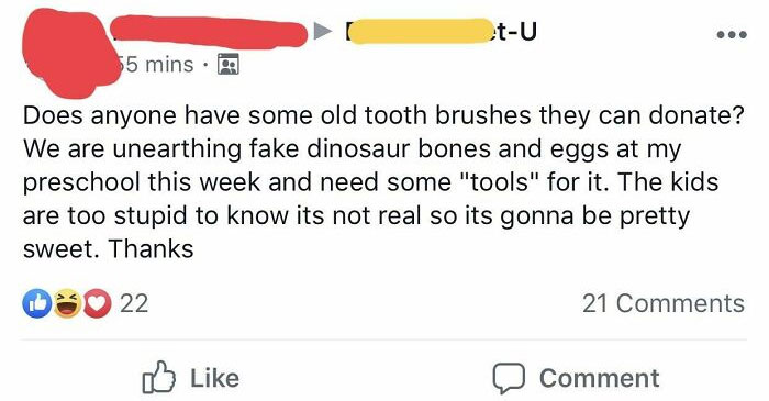 Preschool Teacher Calls Students Stupid. Goes On To Defend Himself In The Comments Too