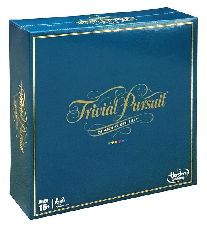 Box of Trivial Pursuit classic edition board game, a fun board game that entertains kids and families for hours.