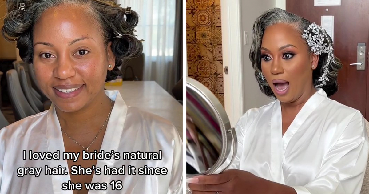 Bride Goes Viral After Embracing Her Natural Hair Color On Her Wedding Day  | Bored Panda