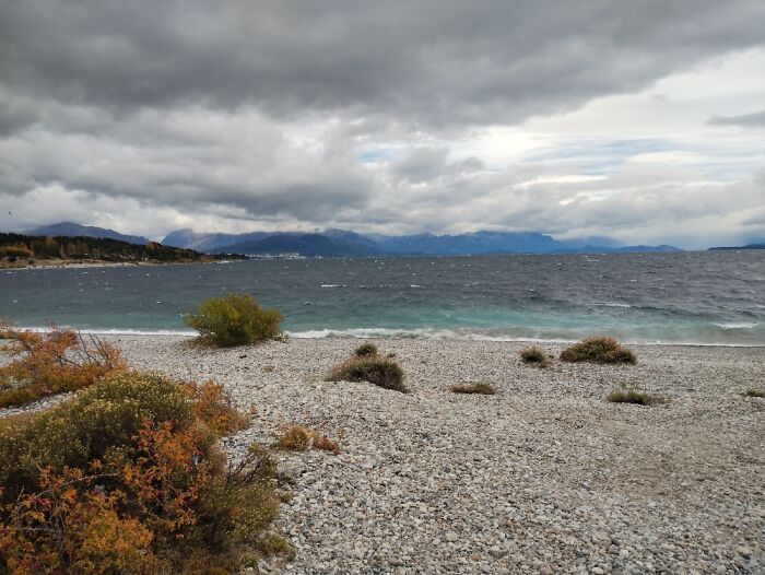 Dina Huapi In A Cold Autumn Day. The Andes Are Seen In The Back.