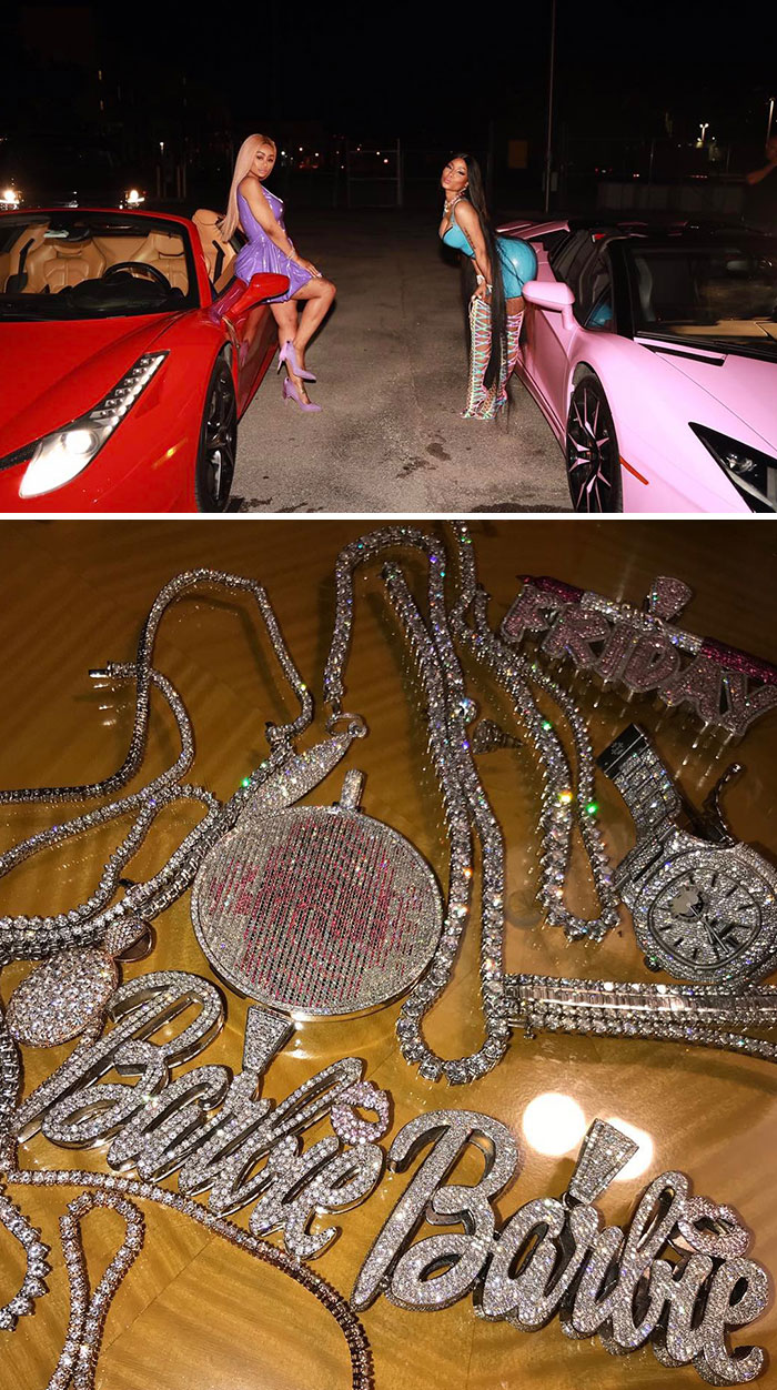 Nicki Minaj Sharing Snaps Of Her Pink Lamborghini And Diamond Barbie Necklaces