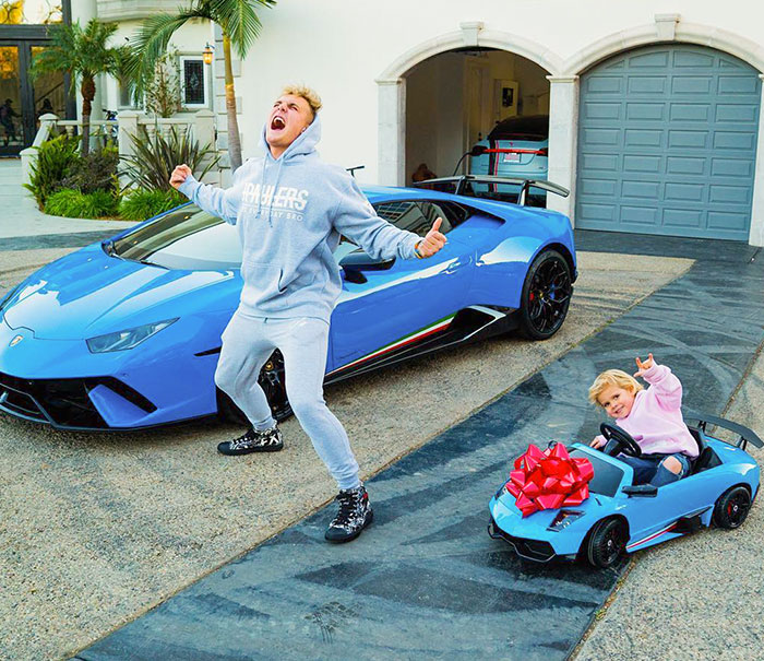 Jake Paul Surprising Travis Talbott's Kid - "Mini Jake Paul" With A Mini Lamborghini