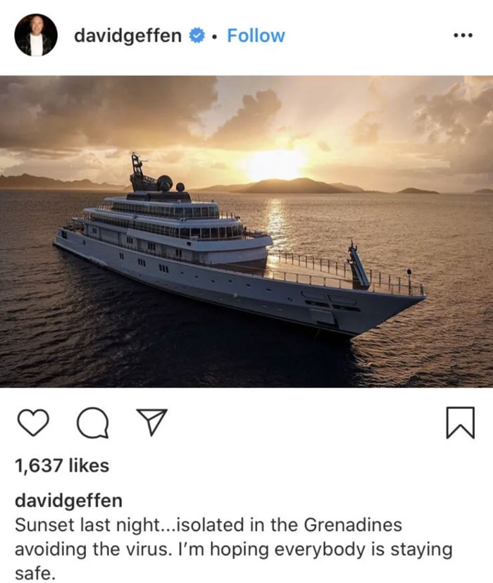 Billionaire David Geffen Is "Self-Isolating" On His Mega-Yacht In The Caribbean