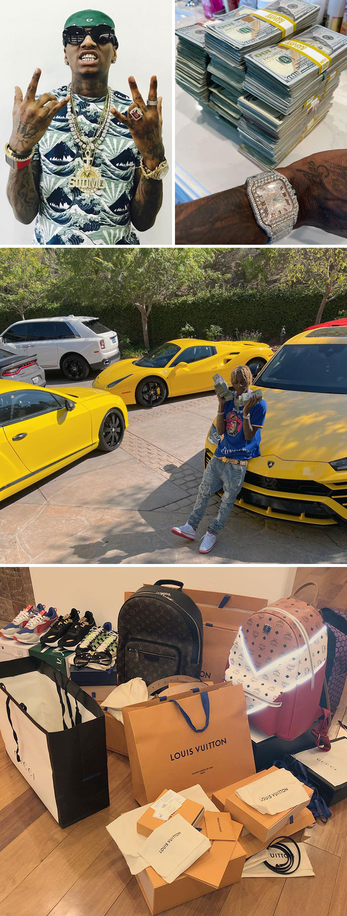 Soulja Boy Flaunts On Instagram His Stacks Of Cash, Jewelry, Designer Watches And Cars