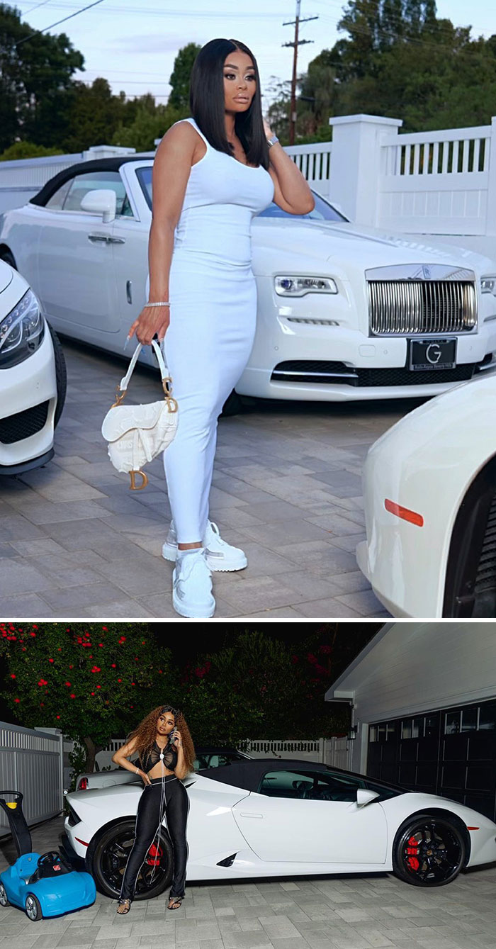  Model And TV Personality Blac Chyna Shares Pictures Of Her Posing With Luxury Cars